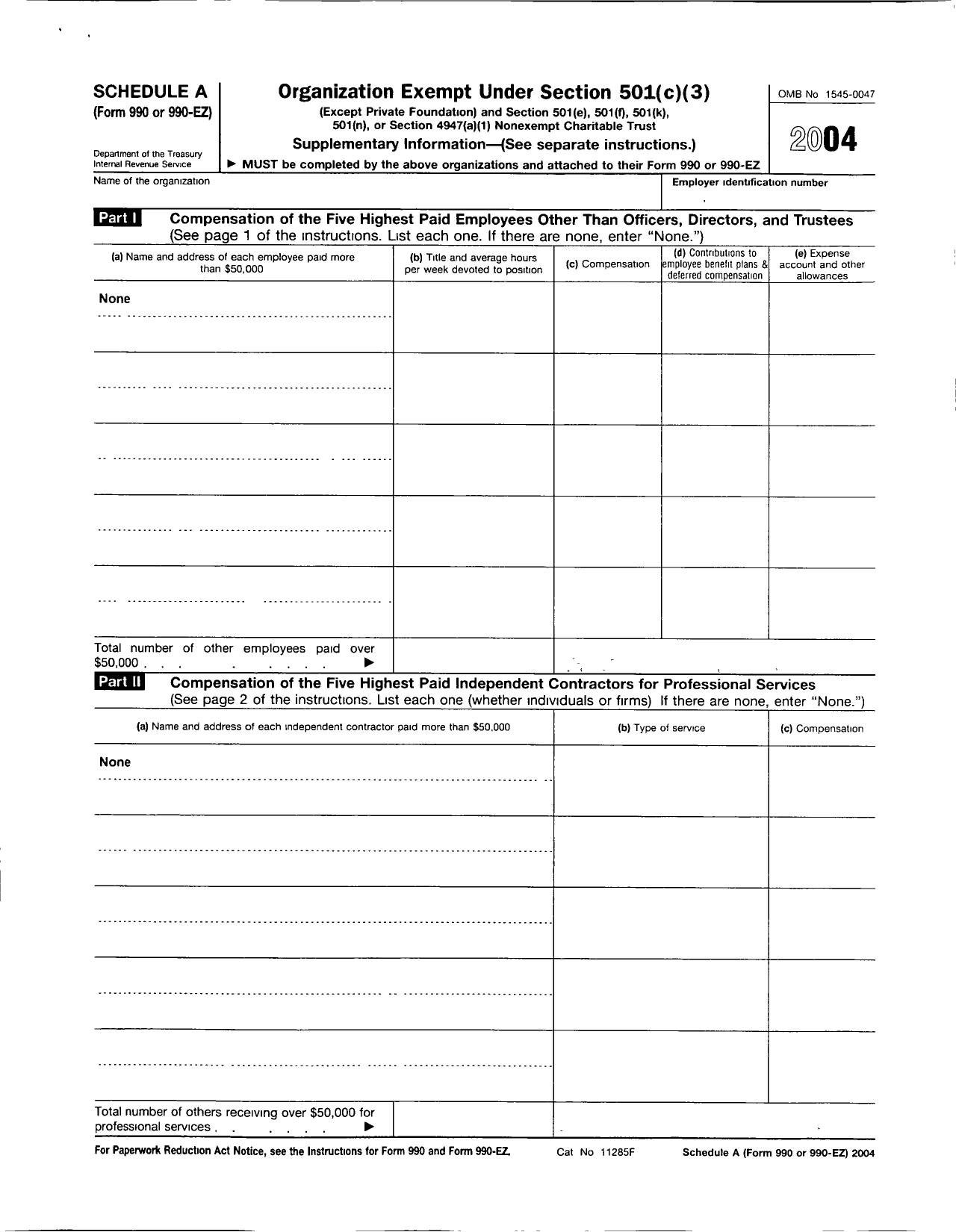 Image of first page of 2004 Form 990ER for Orange County Self Help Center