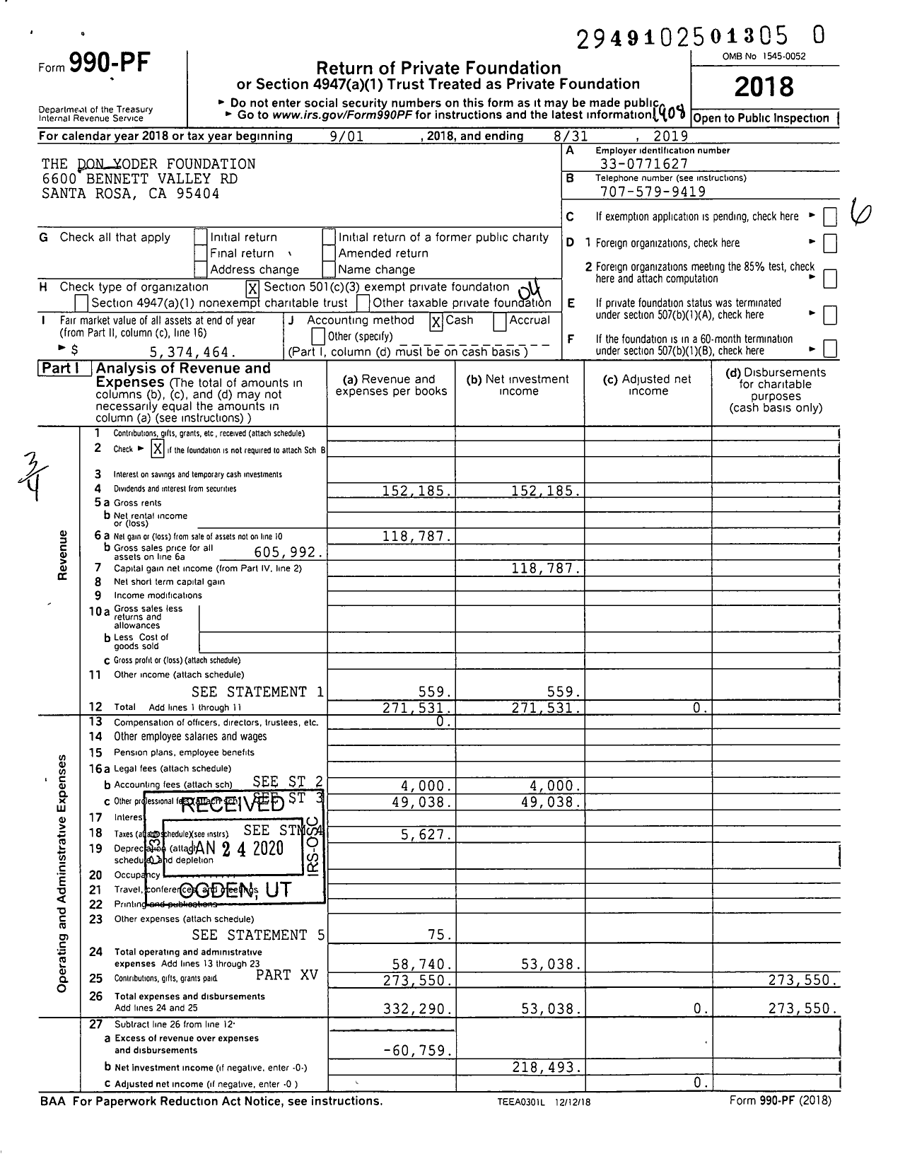 Image of first page of 2018 Form 990PR for The Don Yoder Foundation