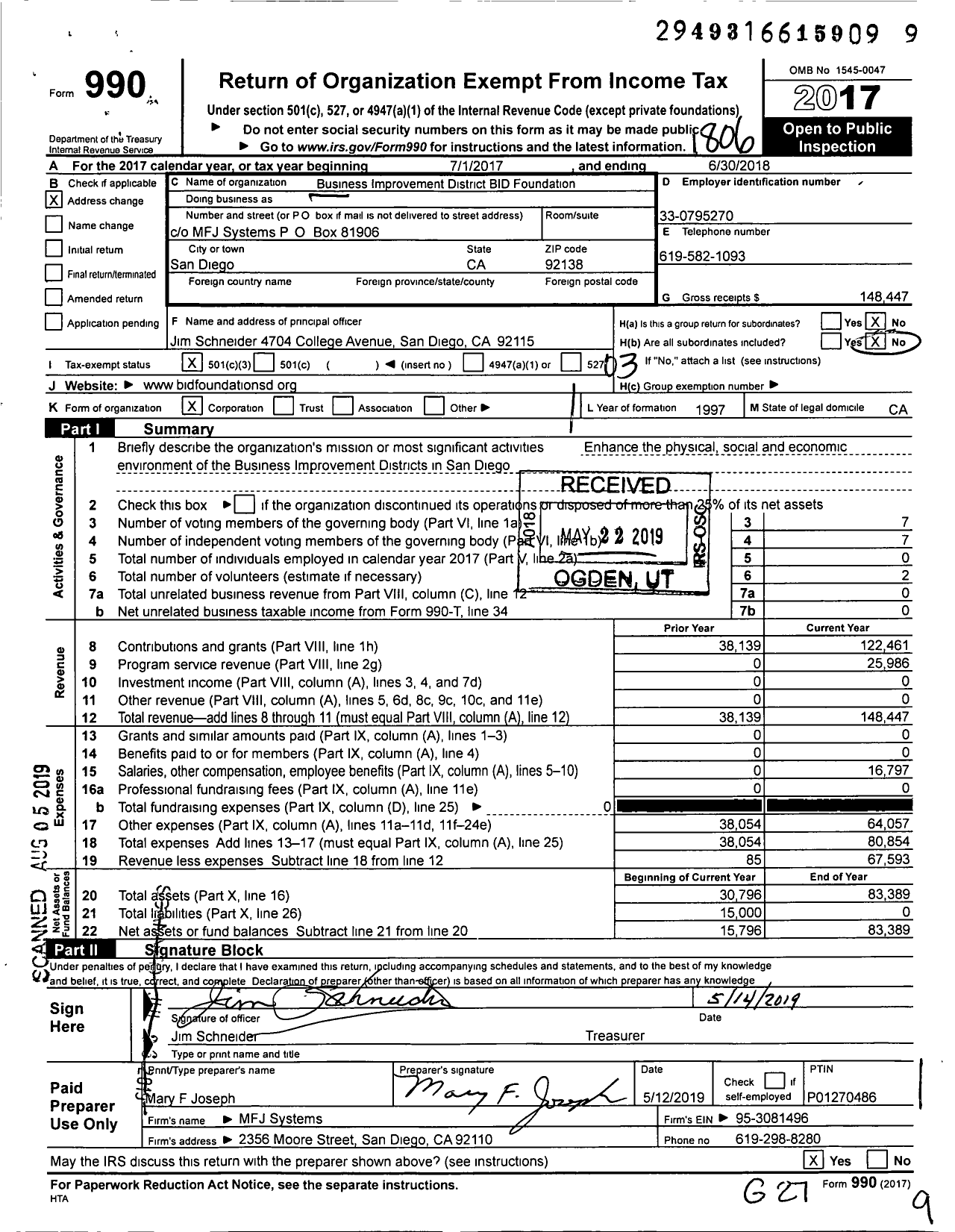 Image of first page of 2017 Form 990 for Bid Alliance