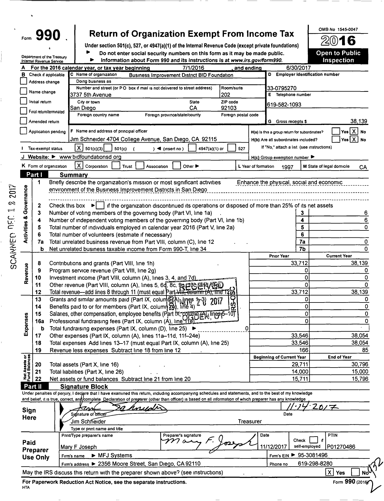 Image of first page of 2016 Form 990 for Bid Alliance