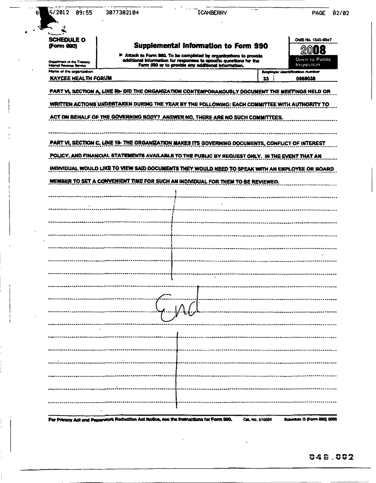 Image of first page of 2008 Form 990R for Kaycee Health Forum