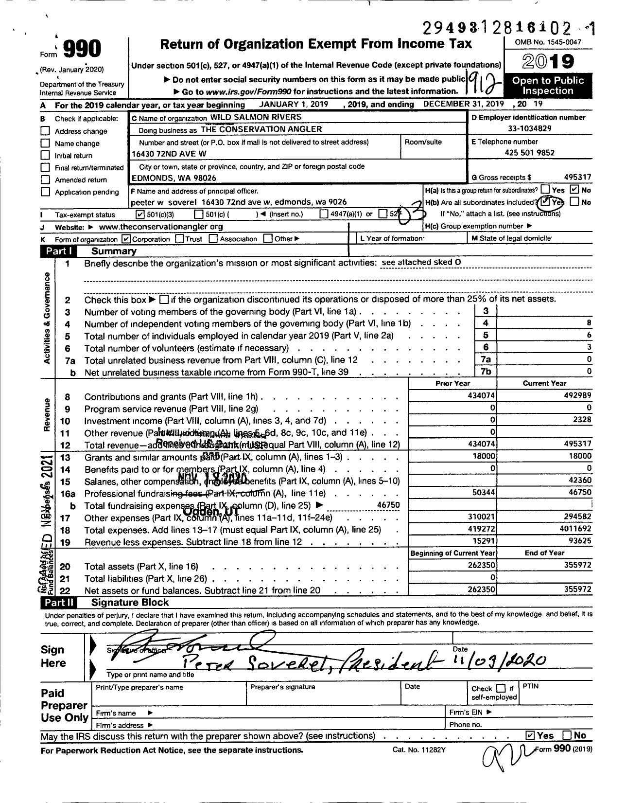 Image of first page of 2019 Form 990 for The Conservation Angler