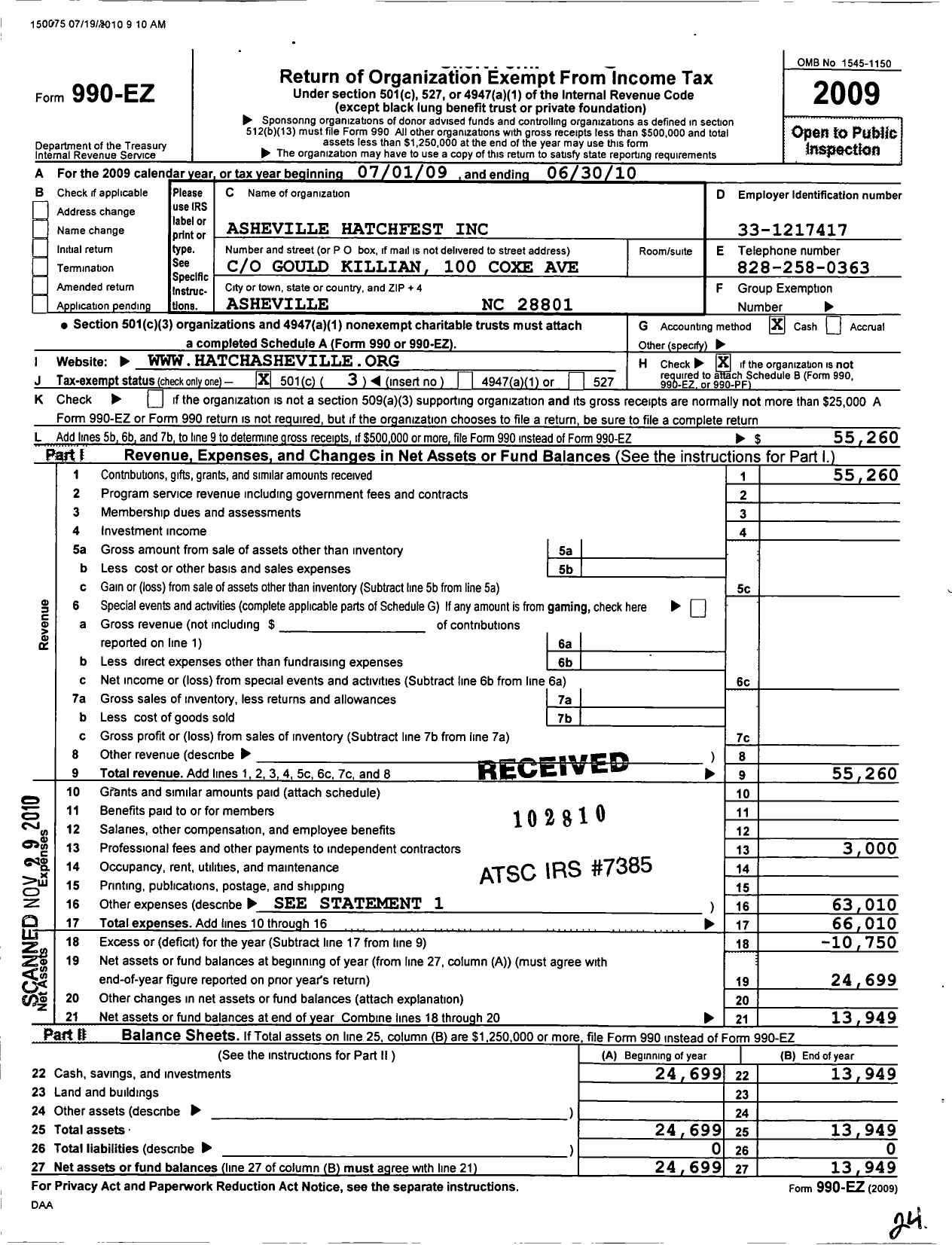 Image of first page of 2009 Form 990EZ for Mojo Foundation