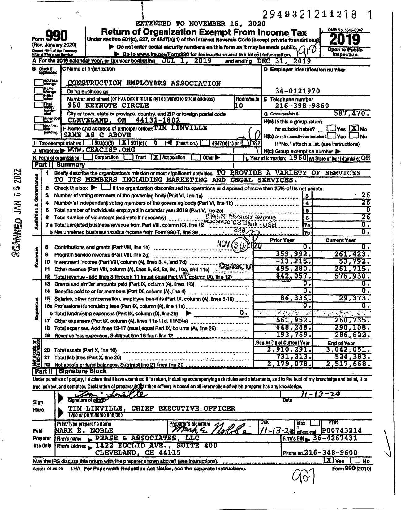 Image of first page of 2019 Form 990O for Construction Employers Association