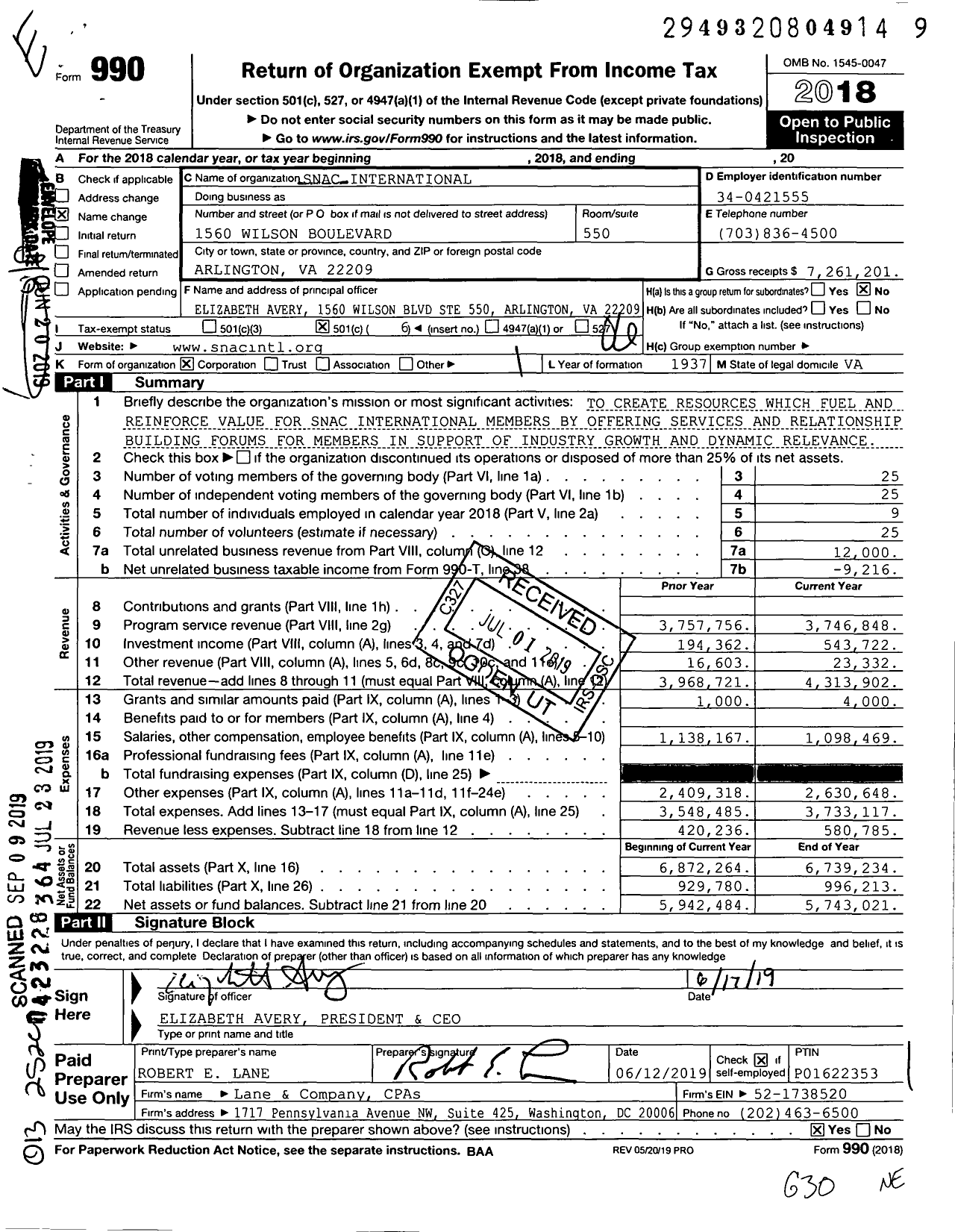 Image of first page of 2018 Form 990O for Snack Food Association (SFA)