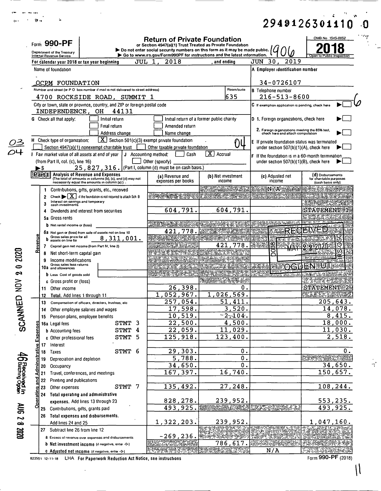 Image of first page of 2018 Form 990PF for The Podiatry Foundation