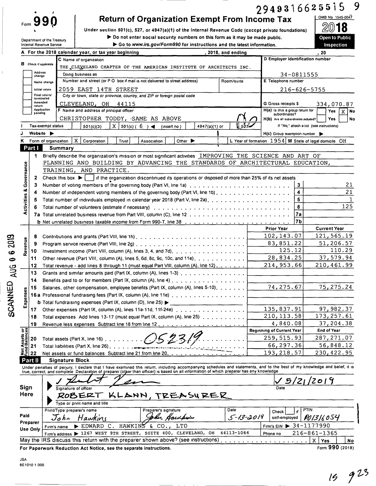 Image of first page of 2018 Form 990O for Architects