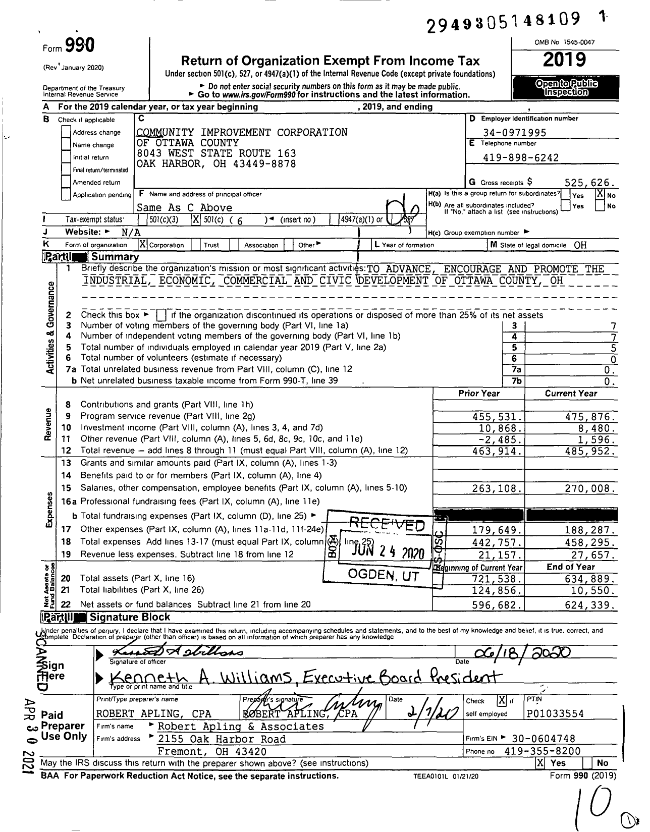 Image of first page of 2019 Form 990O for Community Improvement Corporation of Ottawa County