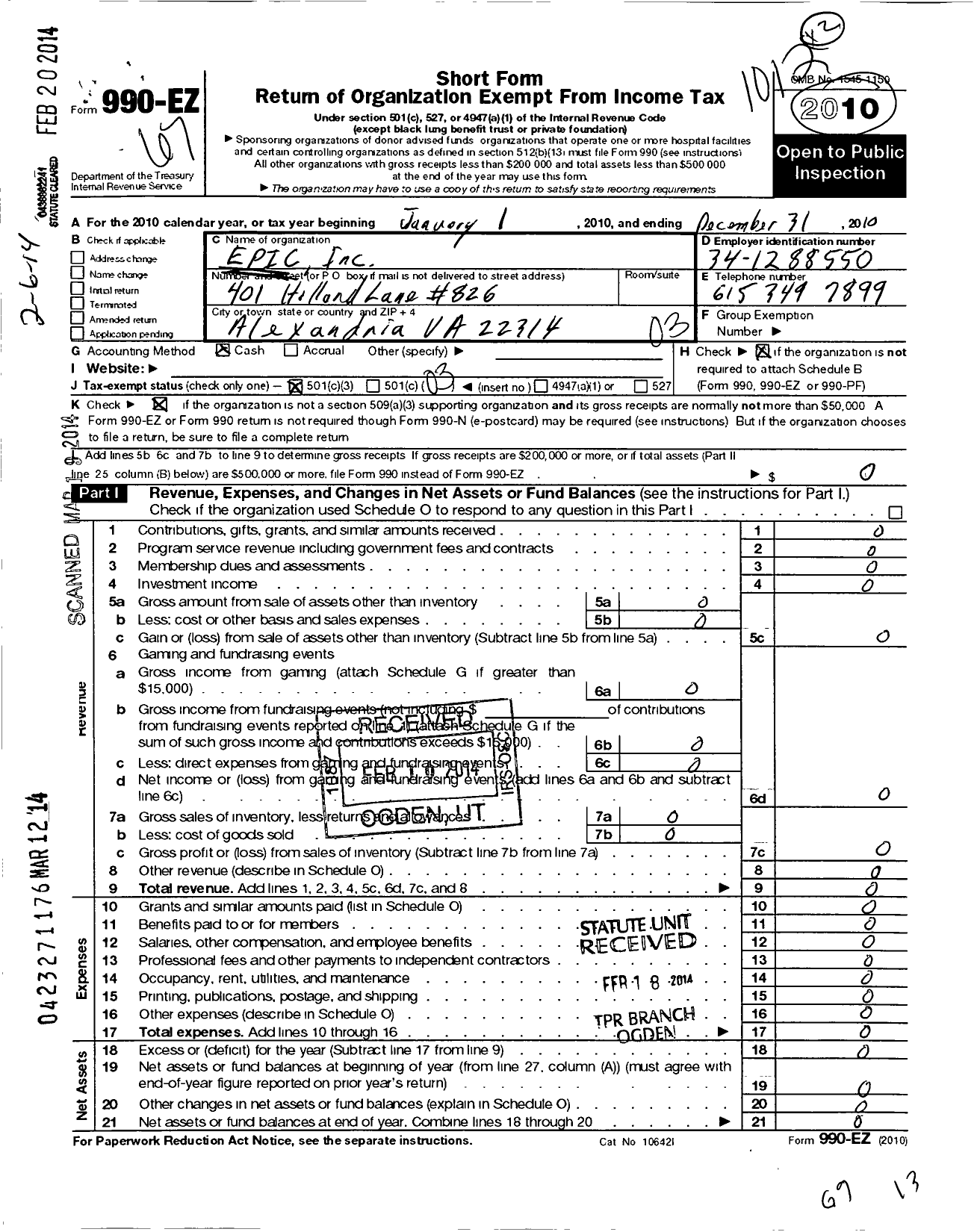 Image of first page of 2010 Form 990EZ for Ending Racism USA