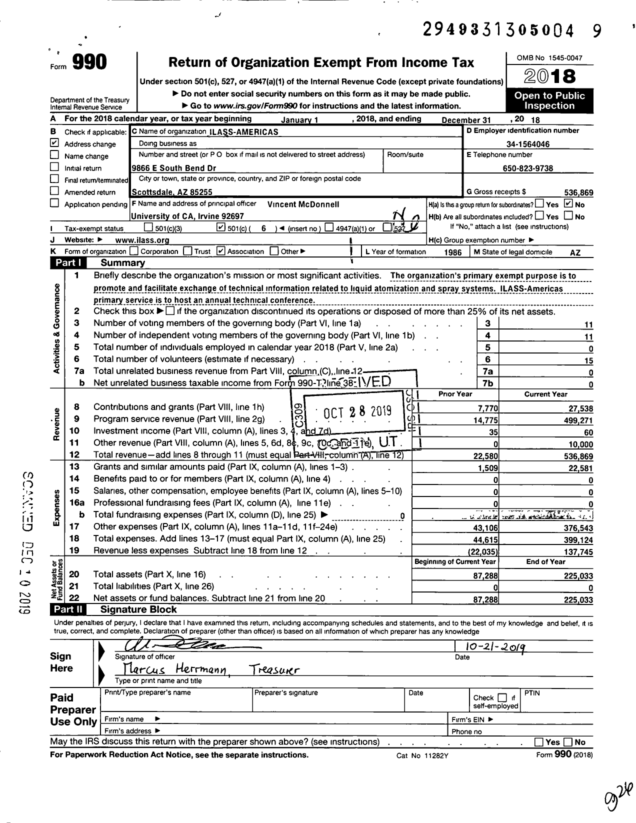 Image of first page of 2018 Form 990O for Ilass Americas