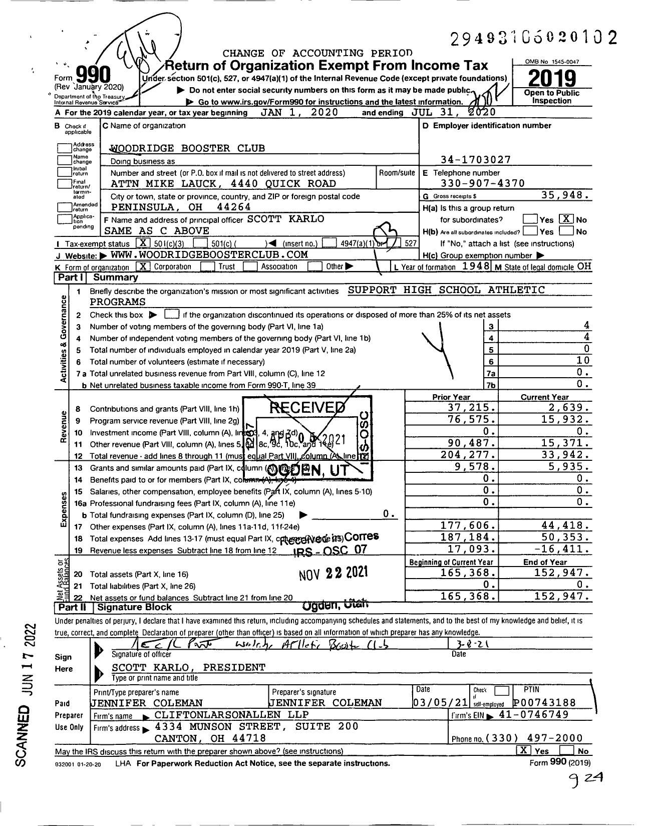 Image of first page of 2019 Form 990 for Attn Mike Lauck