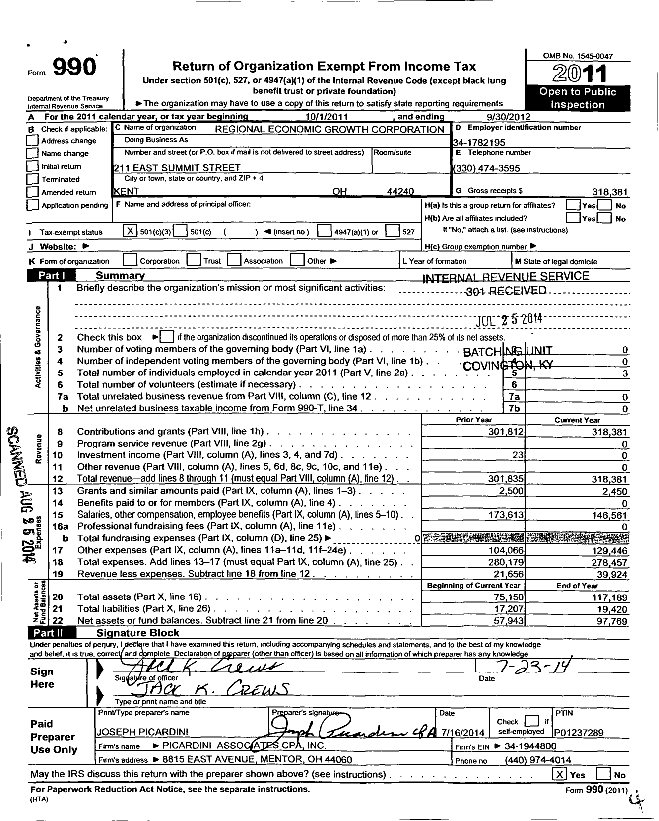 Image of first page of 2011 Form 990 for Kent Regional Business Alliance