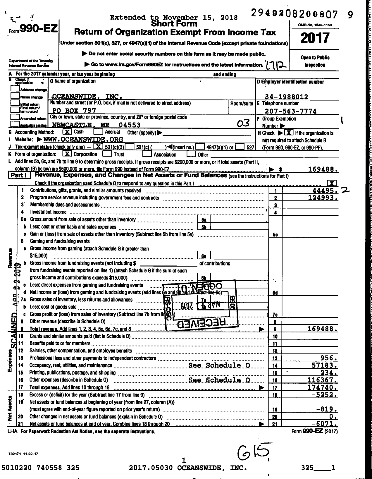 Image of first page of 2017 Form 990EZ for Oceanswide