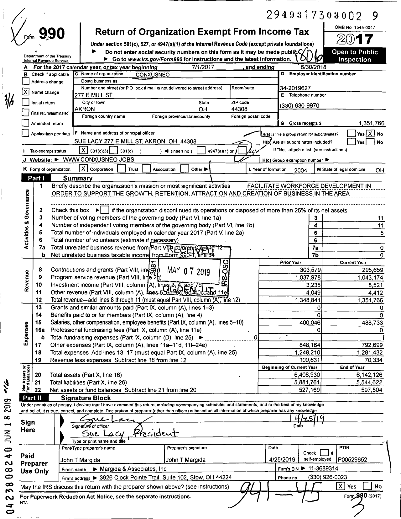 Image of first page of 2017 Form 990 for Conxusneo