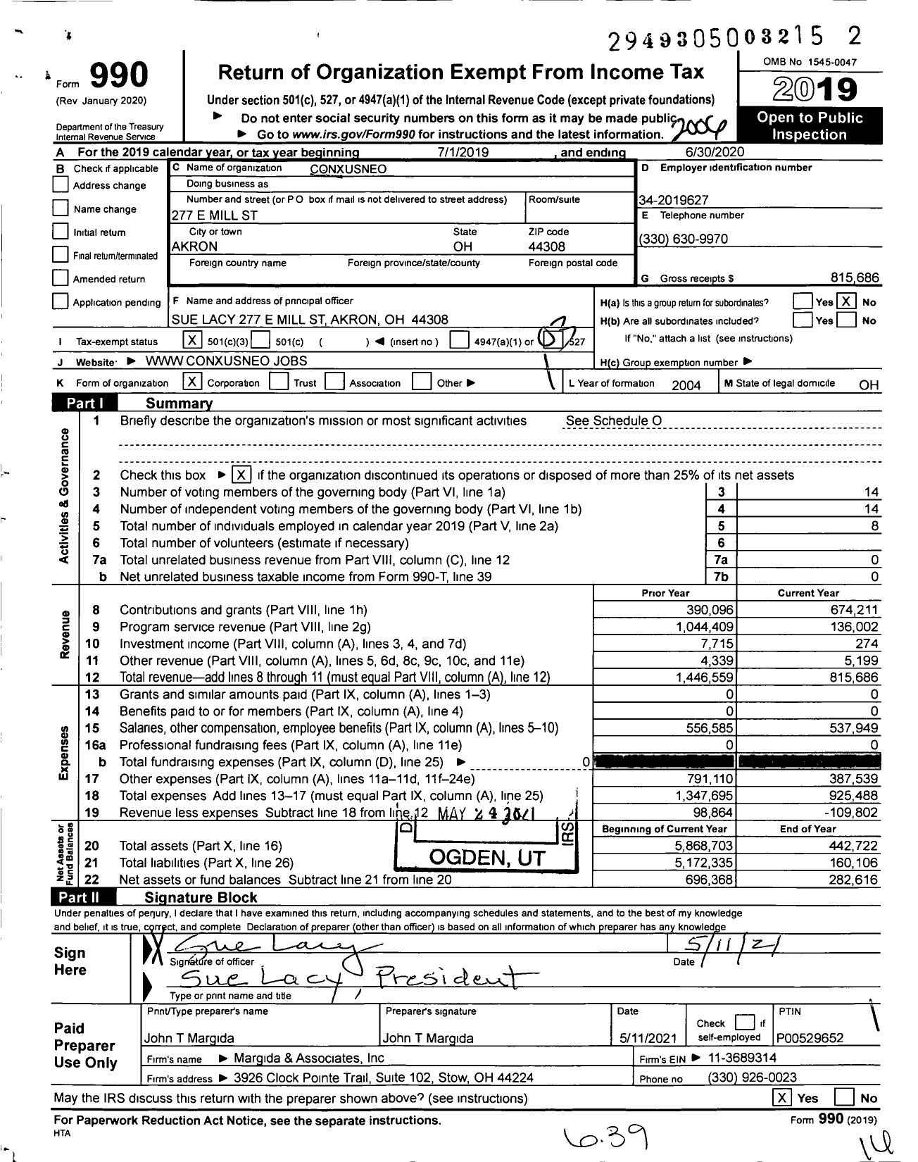 Image of first page of 2019 Form 990 for Conxusneo