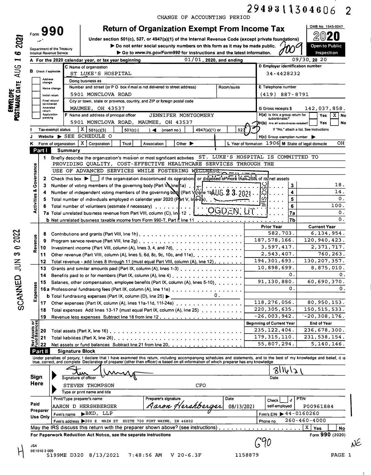 Image of first page of 2019 Form 990 for Mclaren St Luke's