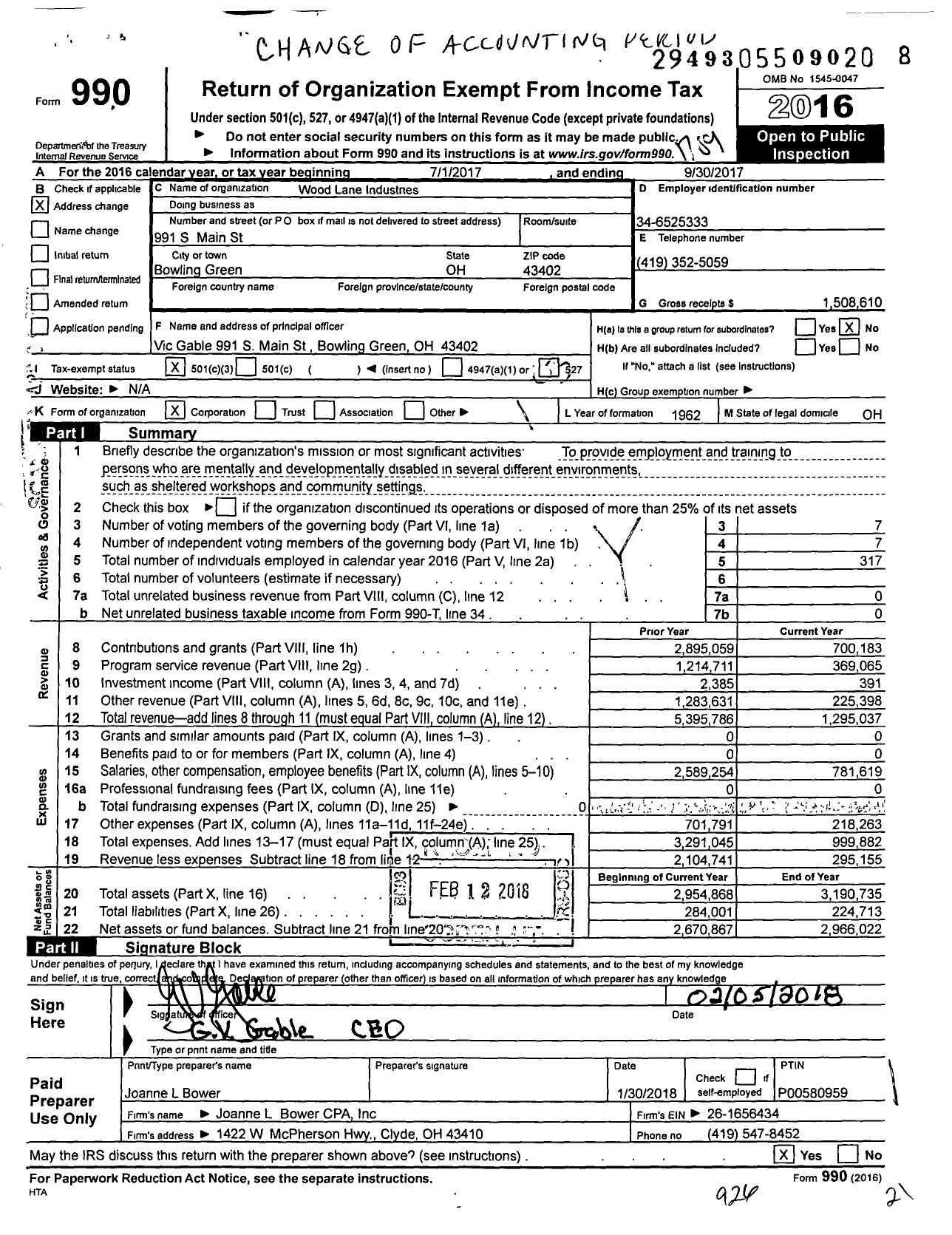 Image of first page of 2016 Form 990 for Work Leads To Independence