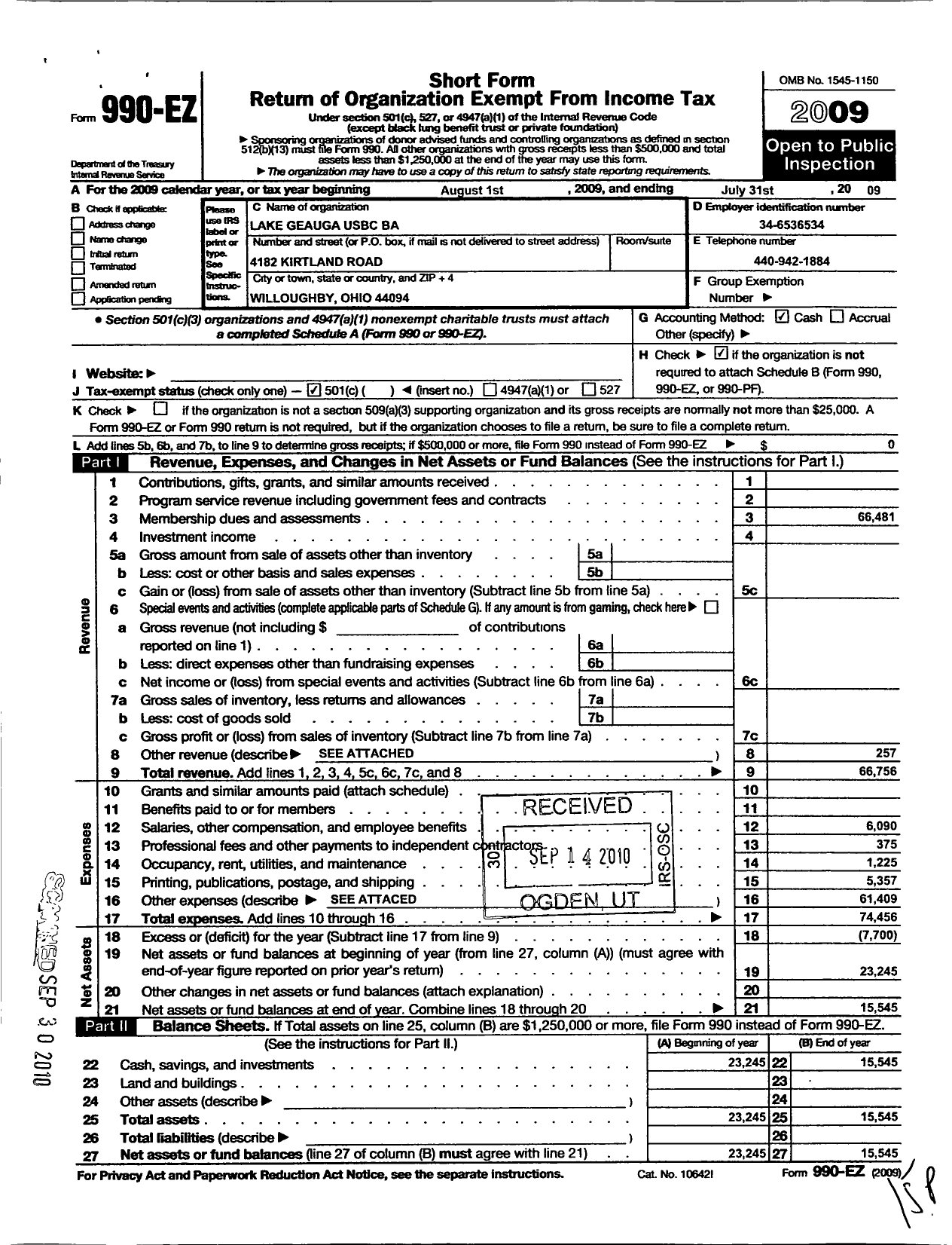 Image of first page of 2008 Form 990EO for American Bowling Congress - 36432 Lake Geauga Counties Ba