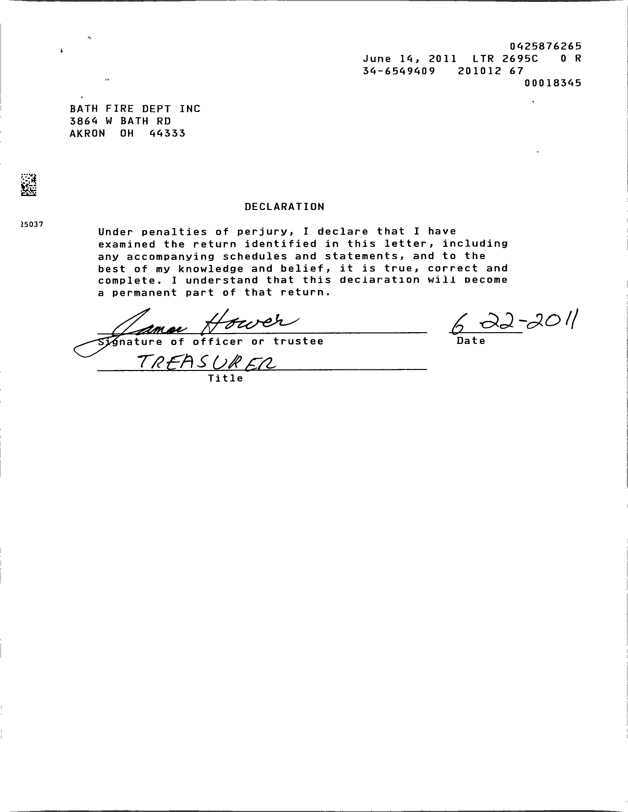 Image of first page of 2010 Form 990EOR for Bath Fire Department Incorporated