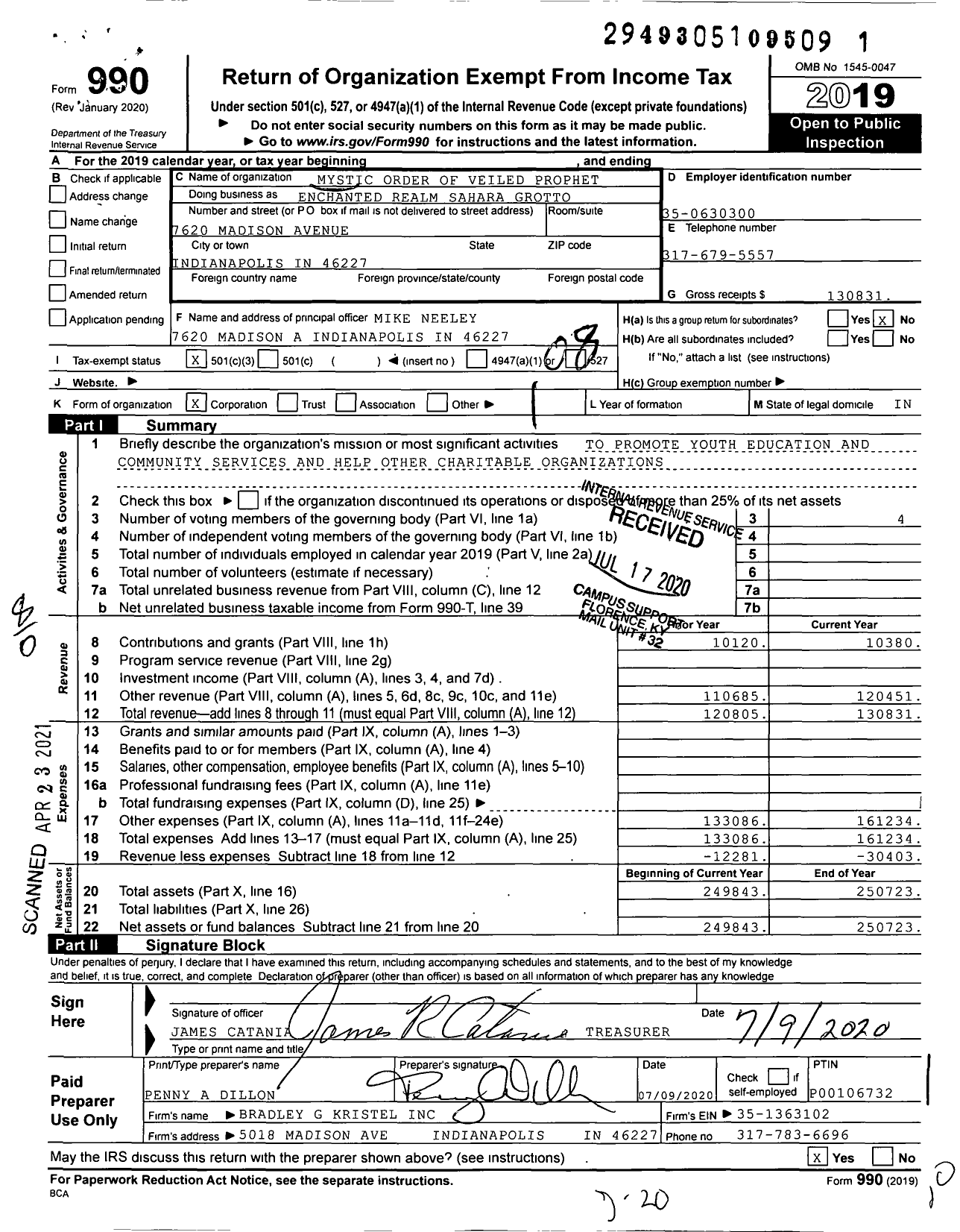 Image of first page of 2019 Form 990O for Mystic Order of Veiled Prophets of Enchanted Realm / Sahara Grotto