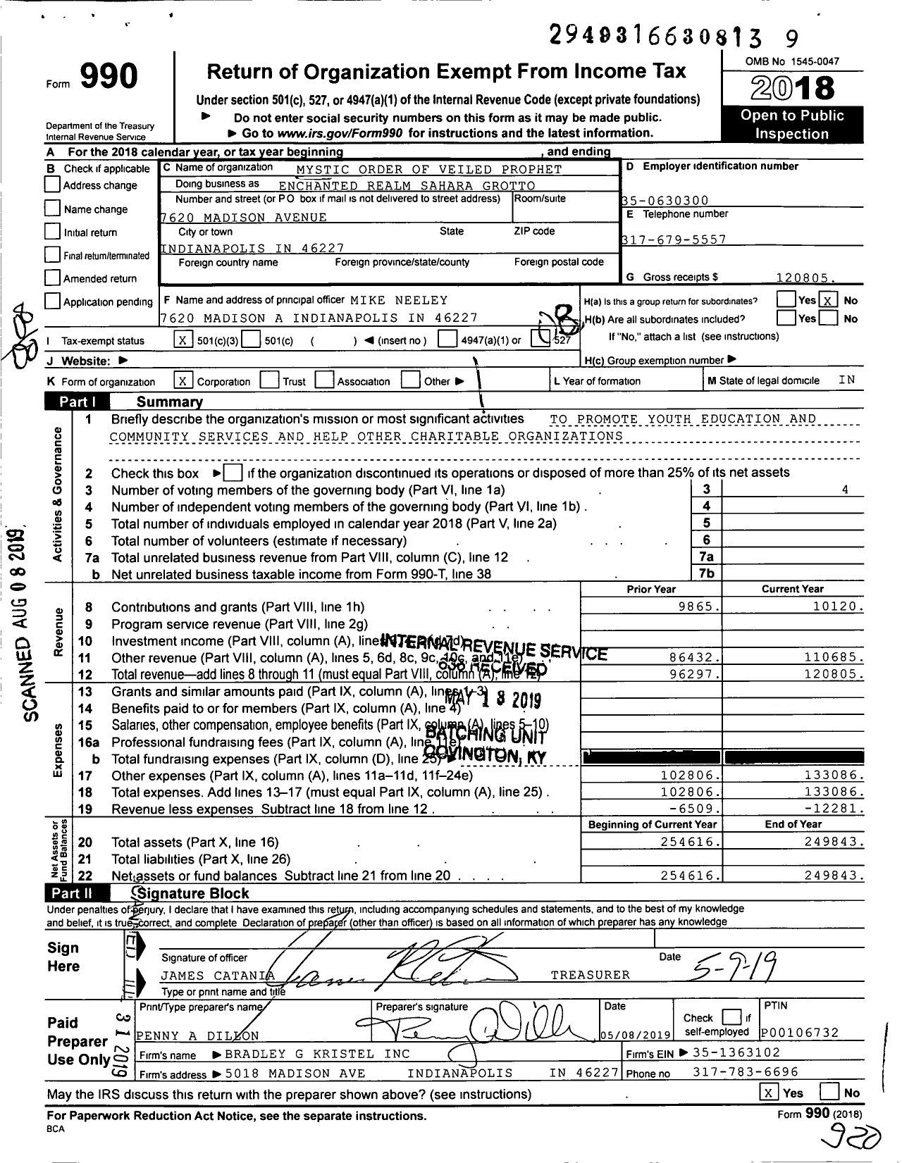 Image of first page of 2018 Form 990O for Mystic Order of Veiled Prophets of Enchanted Realm / Sahara Grotto