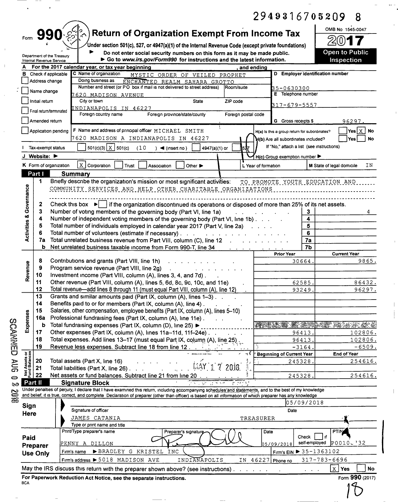 Image of first page of 2017 Form 990O for Mystic Order of Veiled Prophets of Enchanted Realm / Sahara Grotto