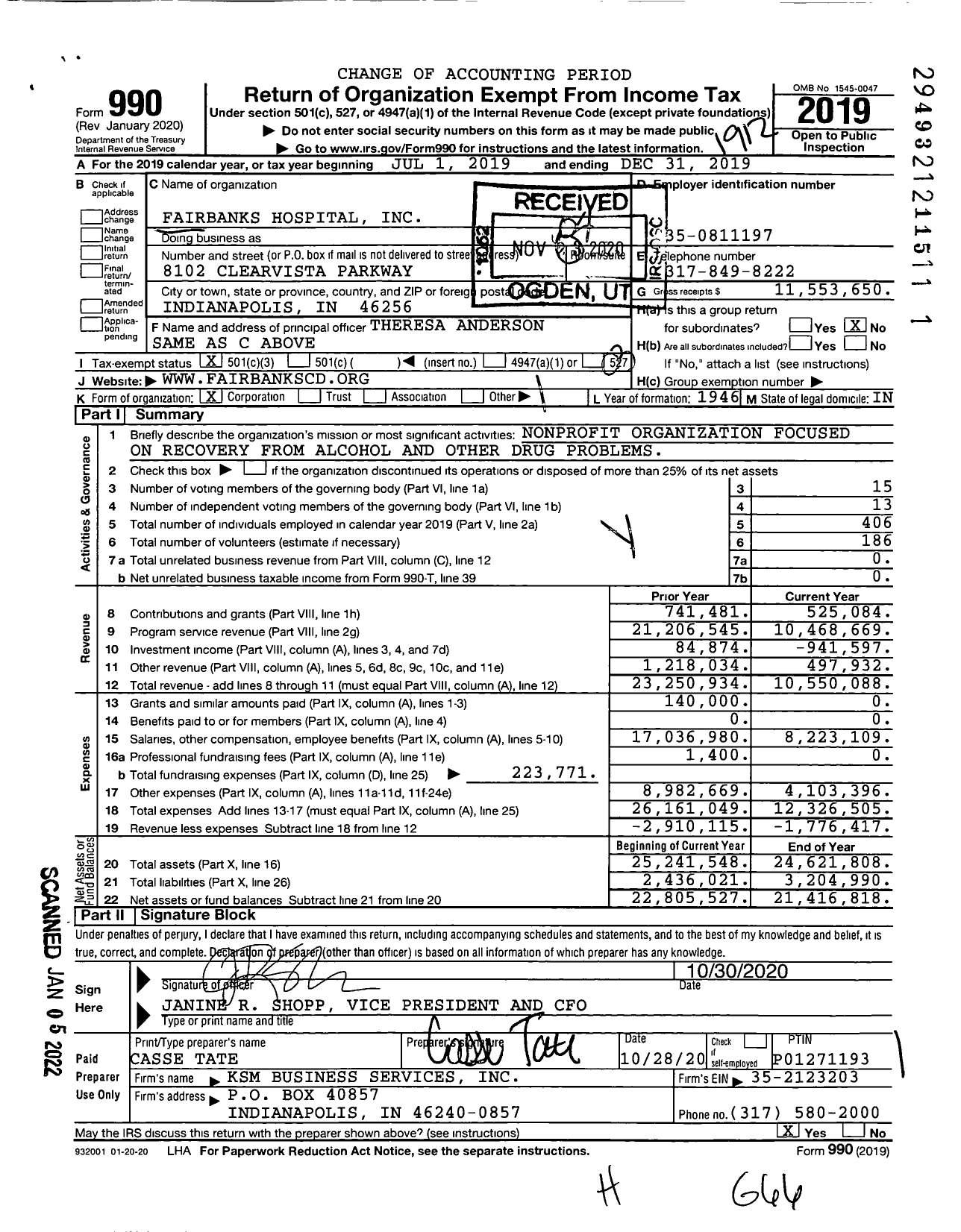 Image of first page of 2019 Form 990 for Community Fairbanks Recovery (CTR)