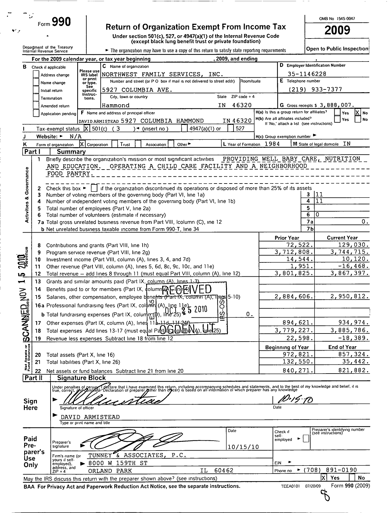 Image of first page of 2009 Form 990 for Northwest Family Services