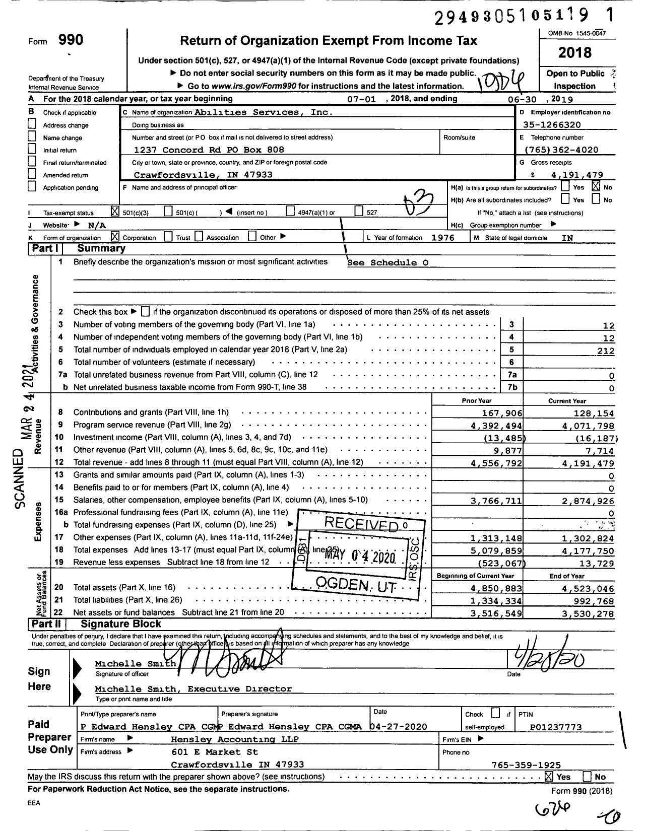 Image of first page of 2018 Form 990 for Abilities Services (ASI)