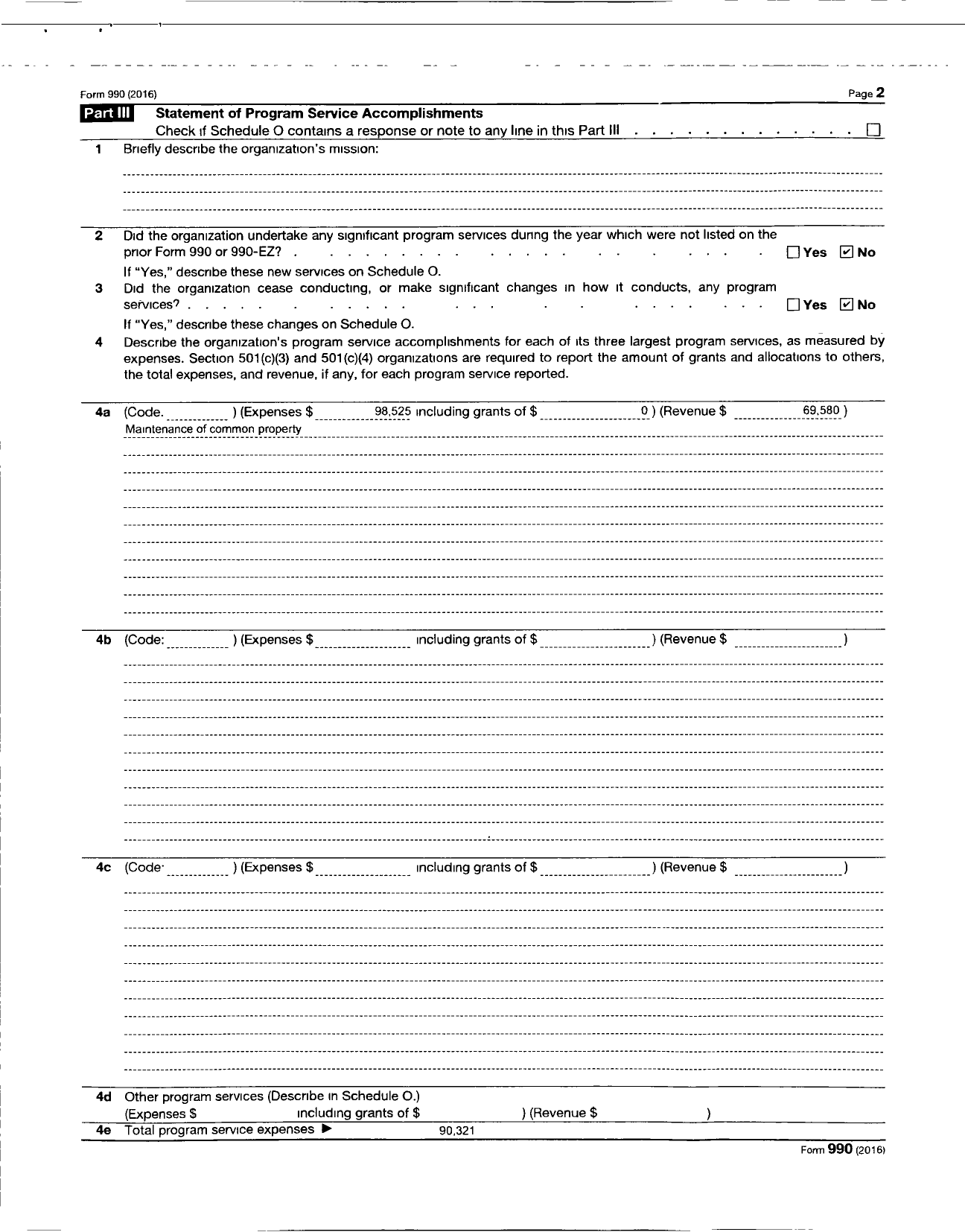 Image of first page of 2016 Form 990O for Lake Hollybrook