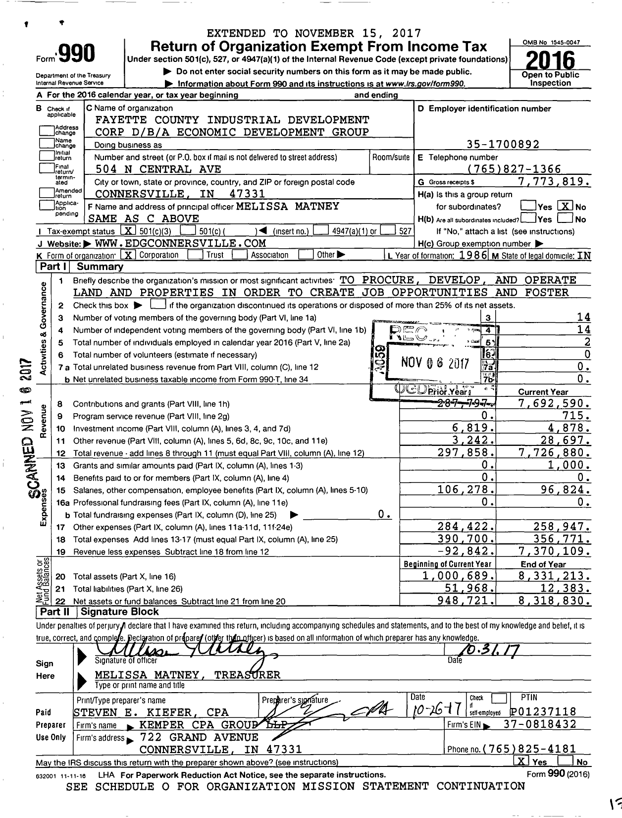Image of first page of 2016 Form 990 for Economic Development Group