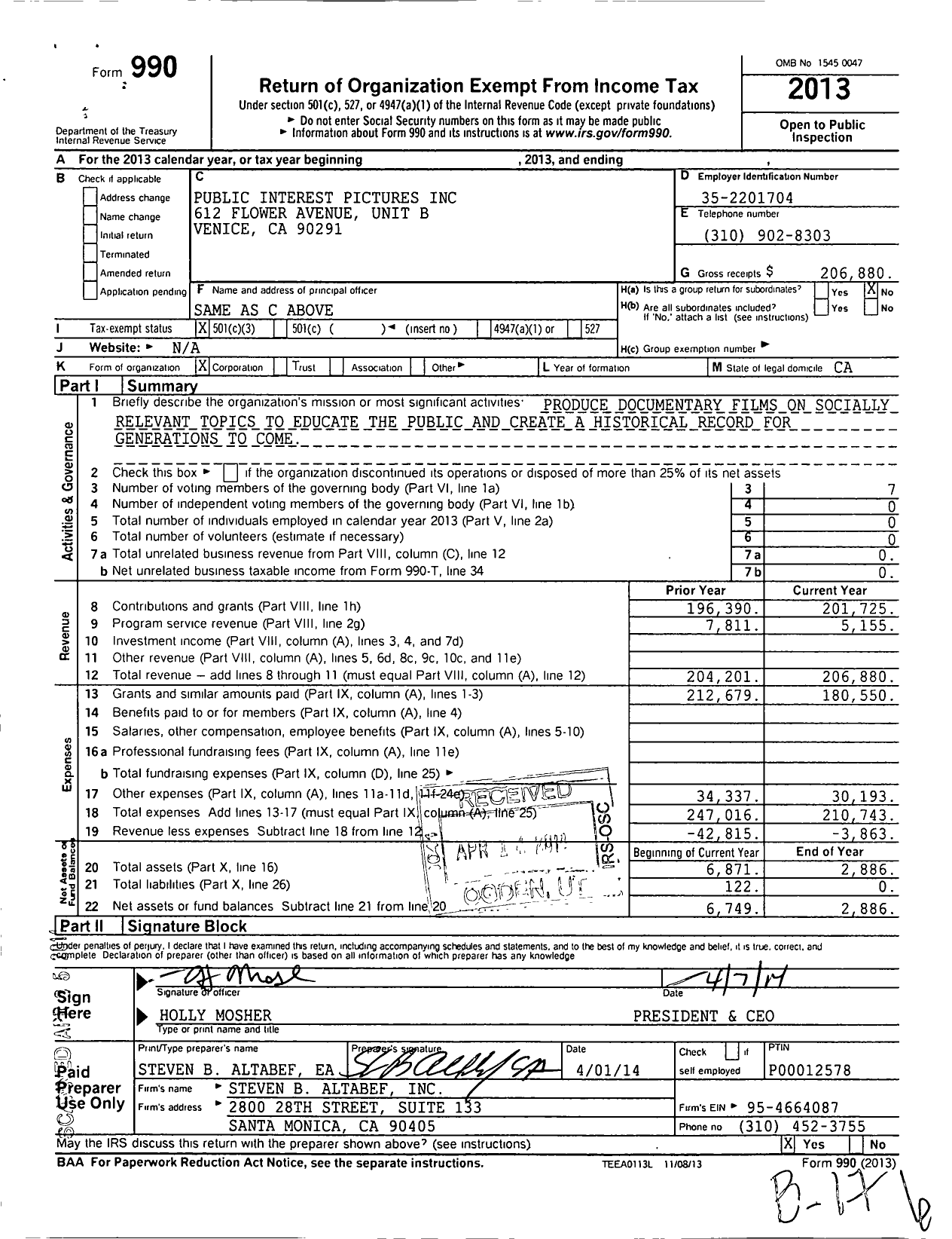 Image of first page of 2013 Form 990 for Money Out Voters in