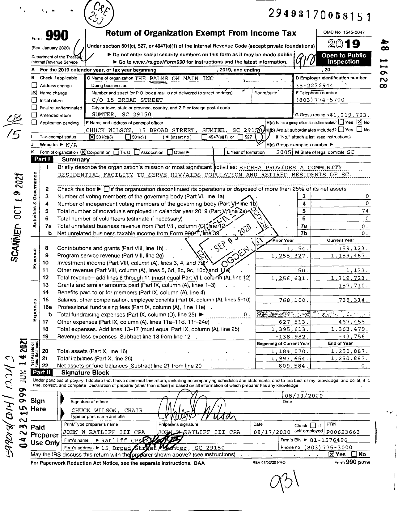 Image of first page of 2019 Form 990 for Empowered Personal Care Home Health Alliance (EPCHHA)