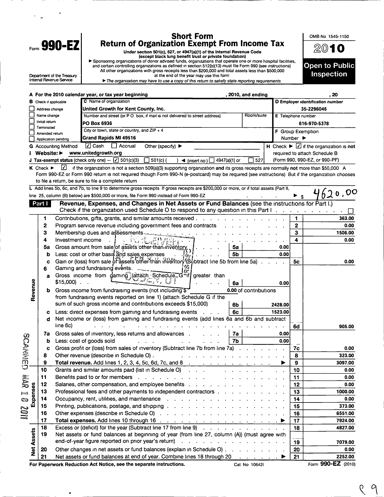 Image of first page of 2010 Form 990EZ for Friends of Conservation