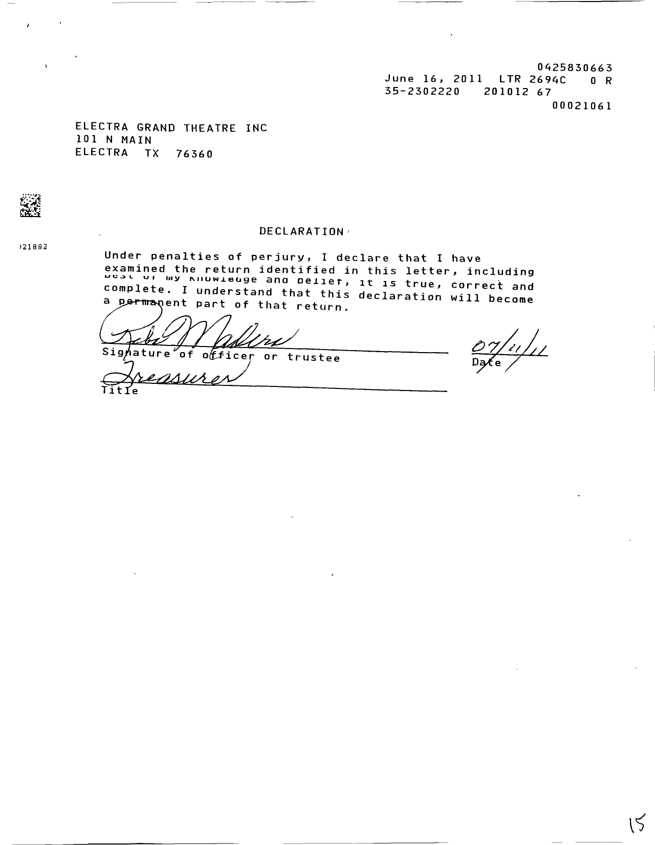 Image of first page of 2010 Form 990R for Electra Grand Theatre