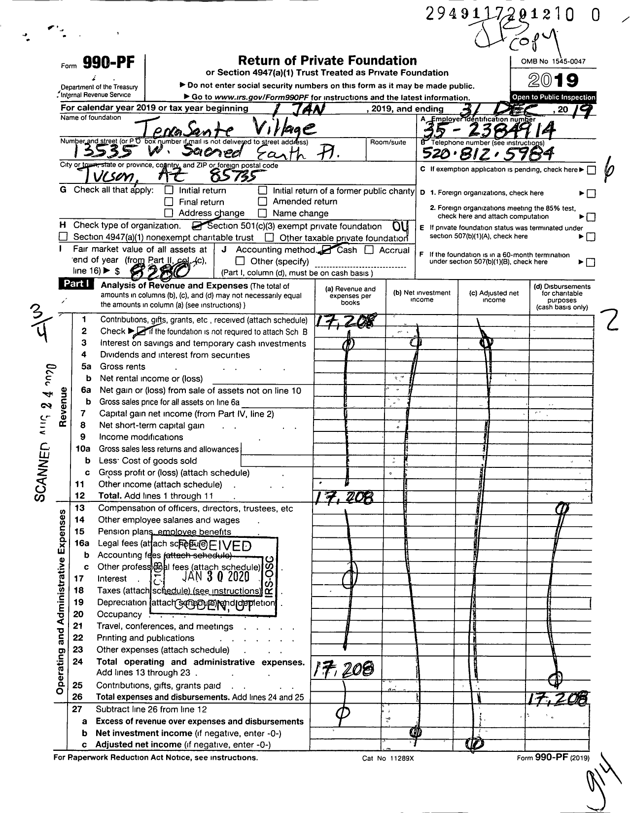 Image of first page of 2019 Form 990PR for Terrasante Village
