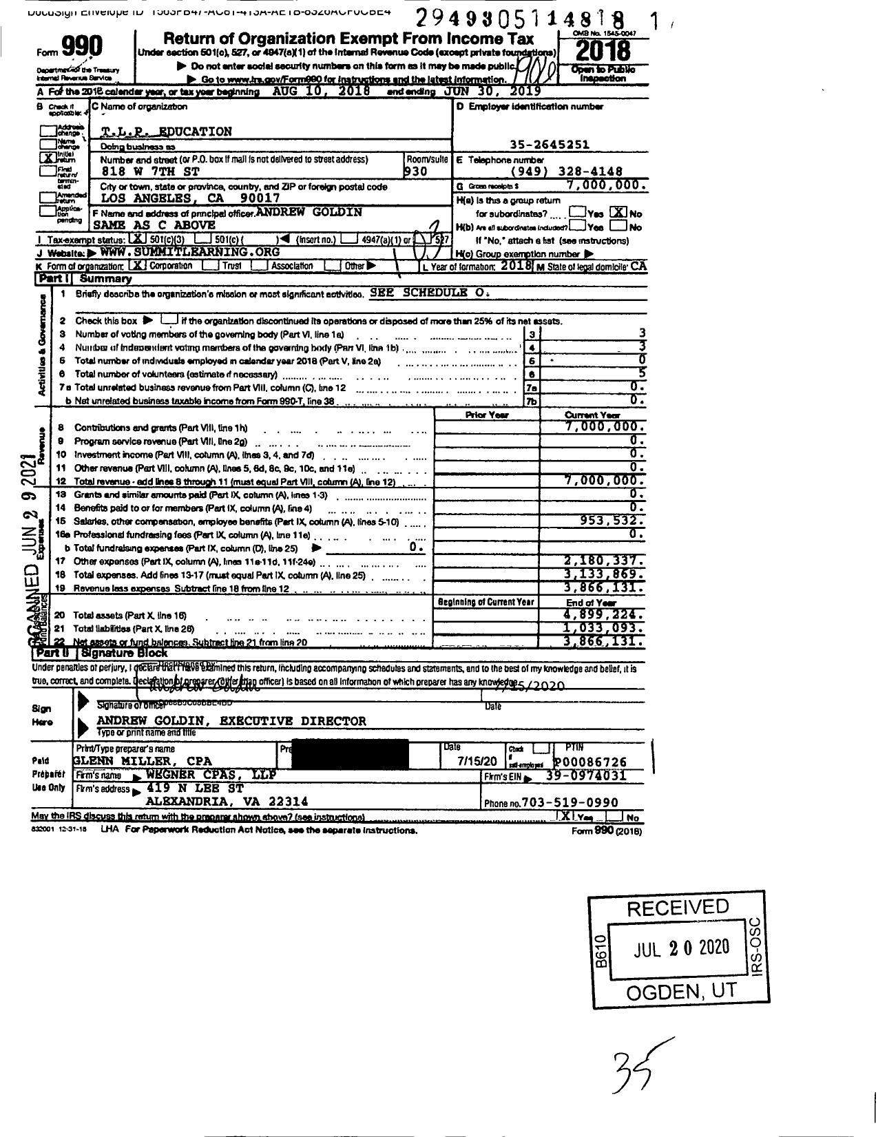 Image of first page of 2018 Form 990 for Gradient Learning