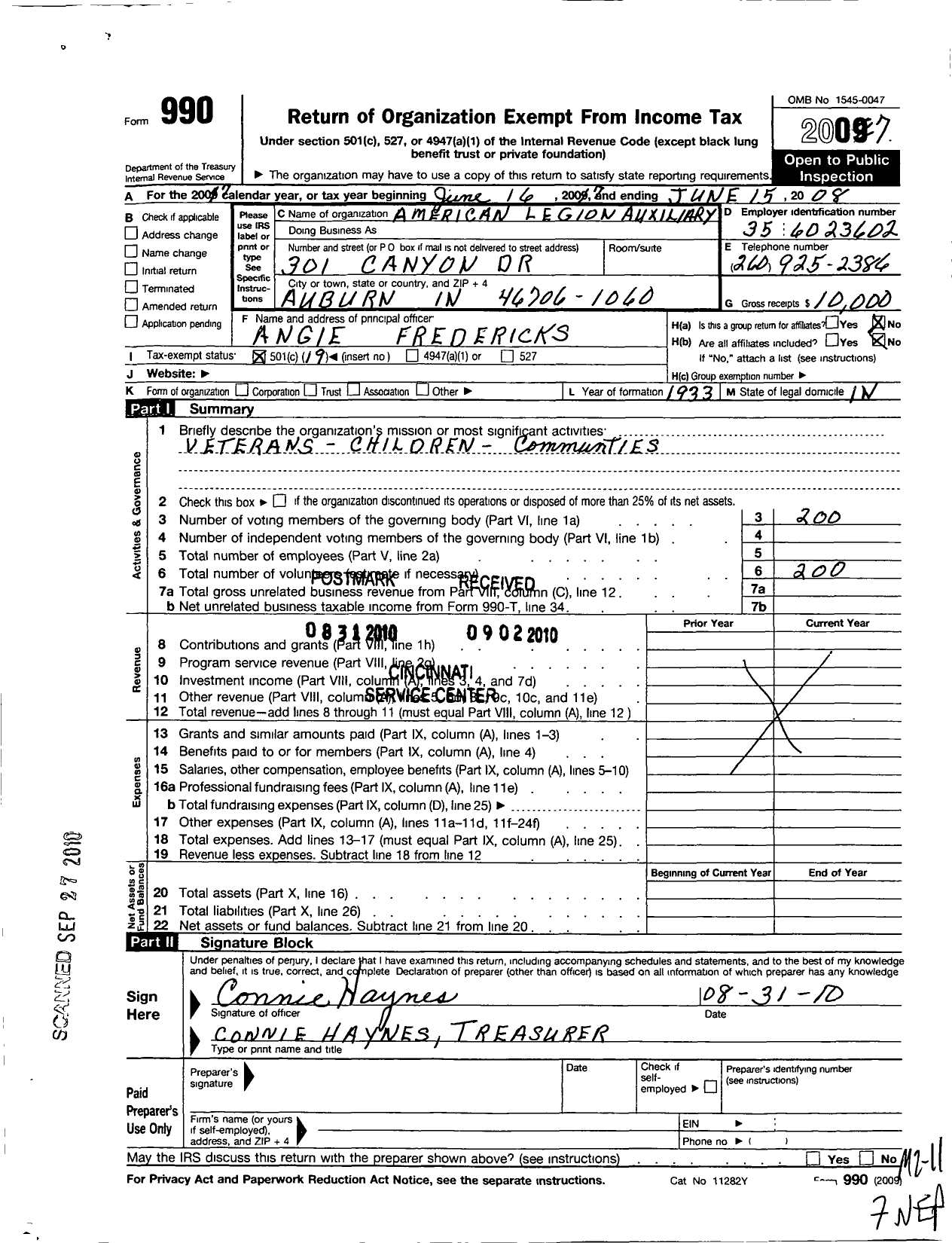 Image of first page of 2007 Form 990O for American Legion Auxiliary - 31 Angola