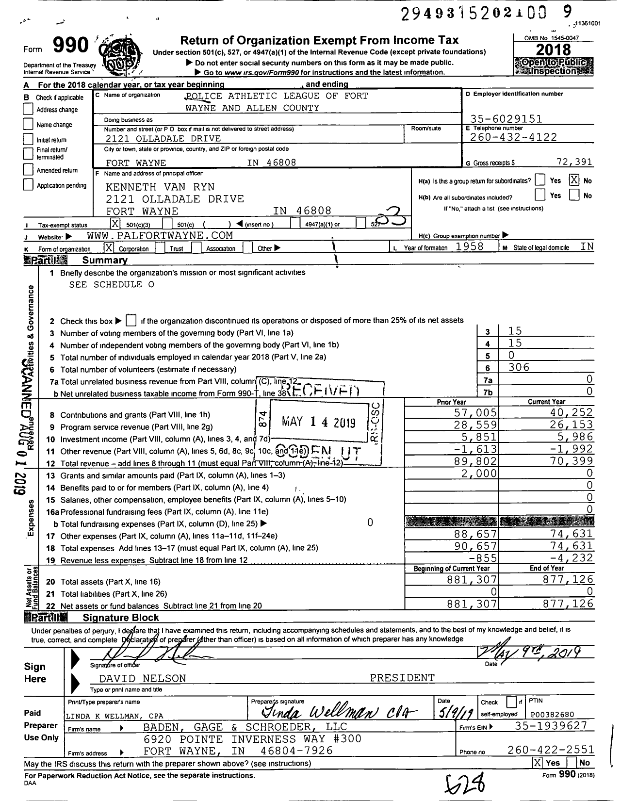 Image of first page of 2018 Form 990 for And Allen County