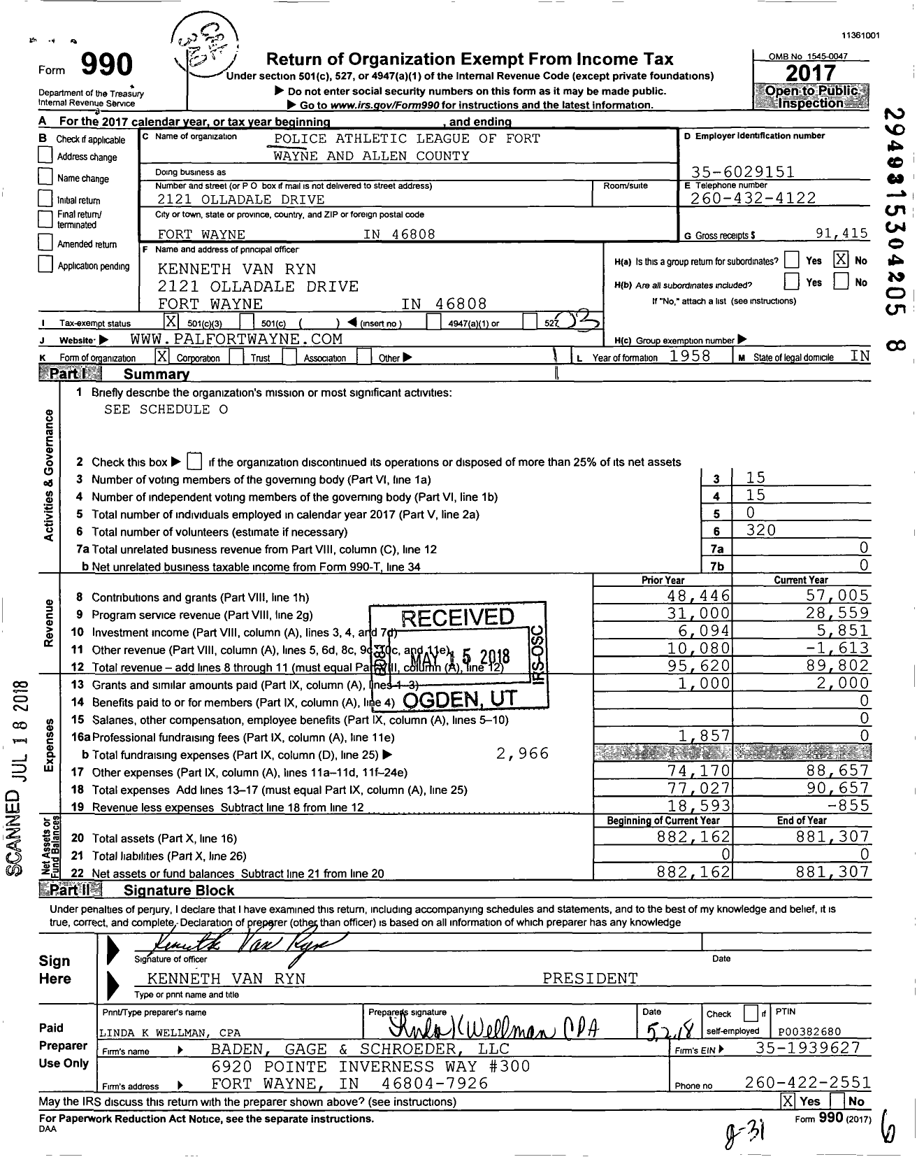 Image of first page of 2017 Form 990 for And Allen County
