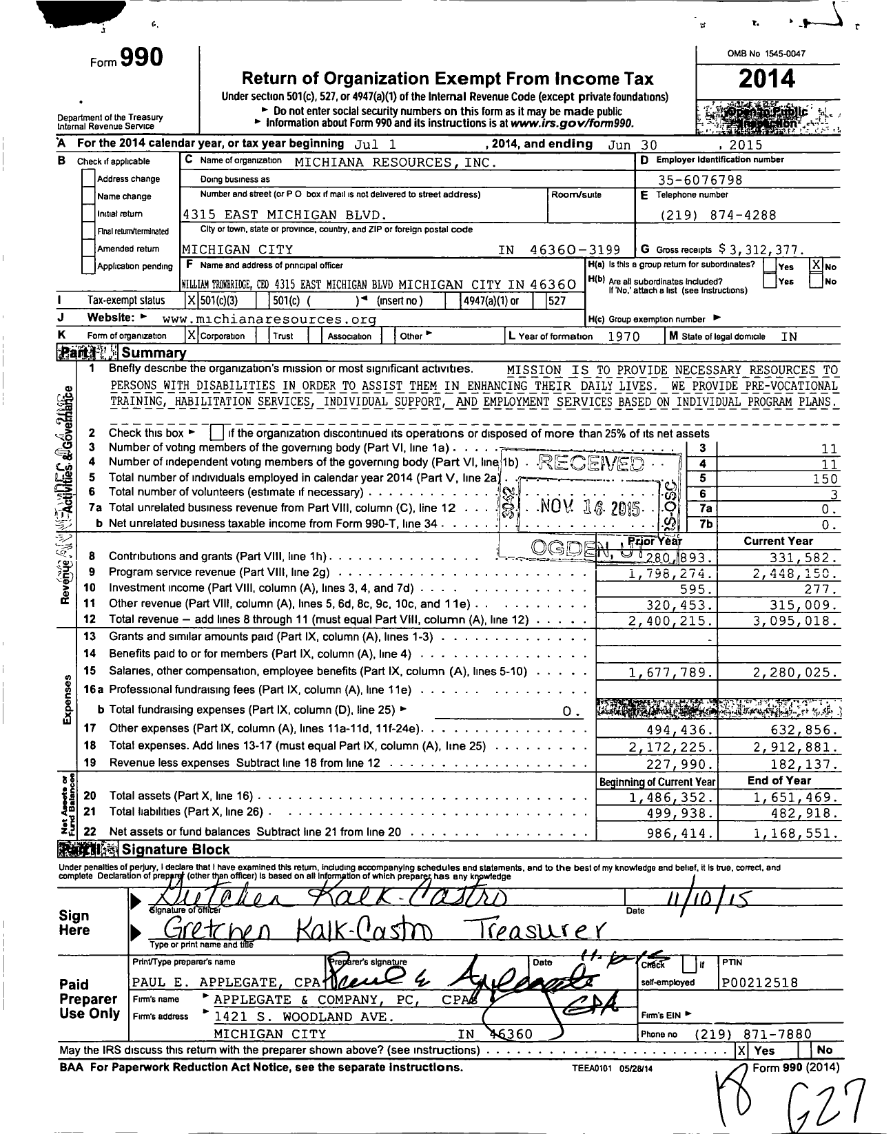Image of first page of 2014 Form 990 for Paladin