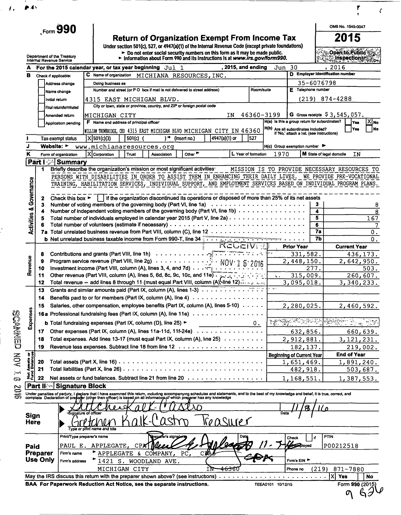 Image of first page of 2015 Form 990 for Paladin