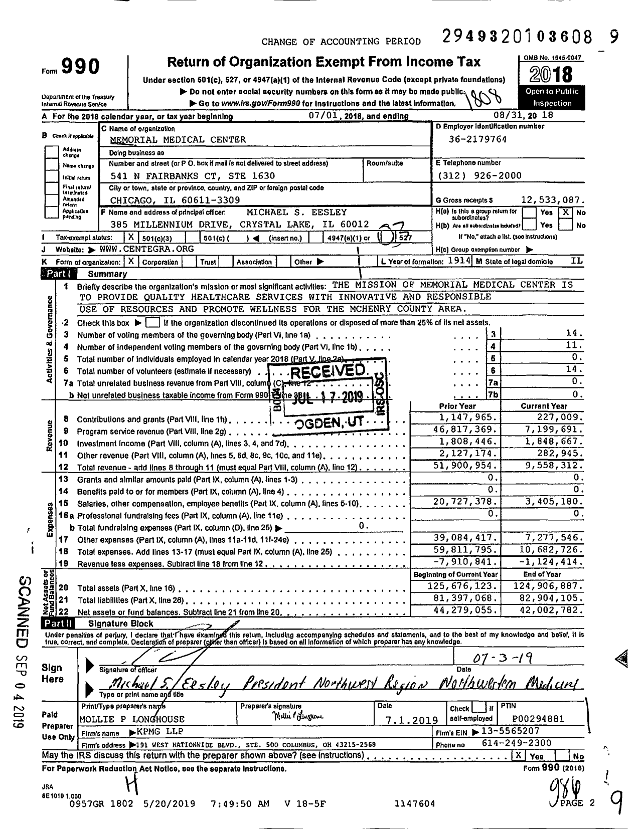 Image of first page of 2017 Form 990 for Centegra Hospital Woodstock
