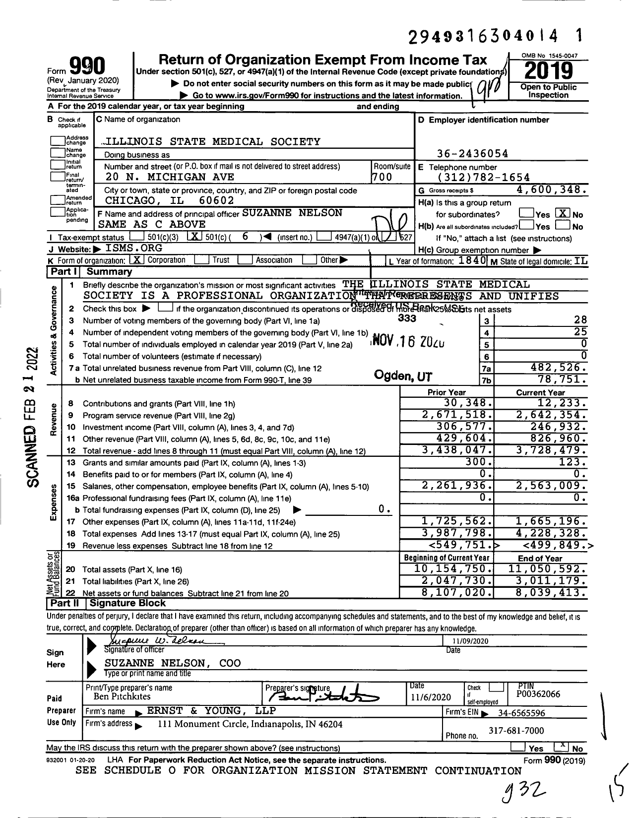 Image of first page of 2019 Form 990O for Illinois State Medical Society