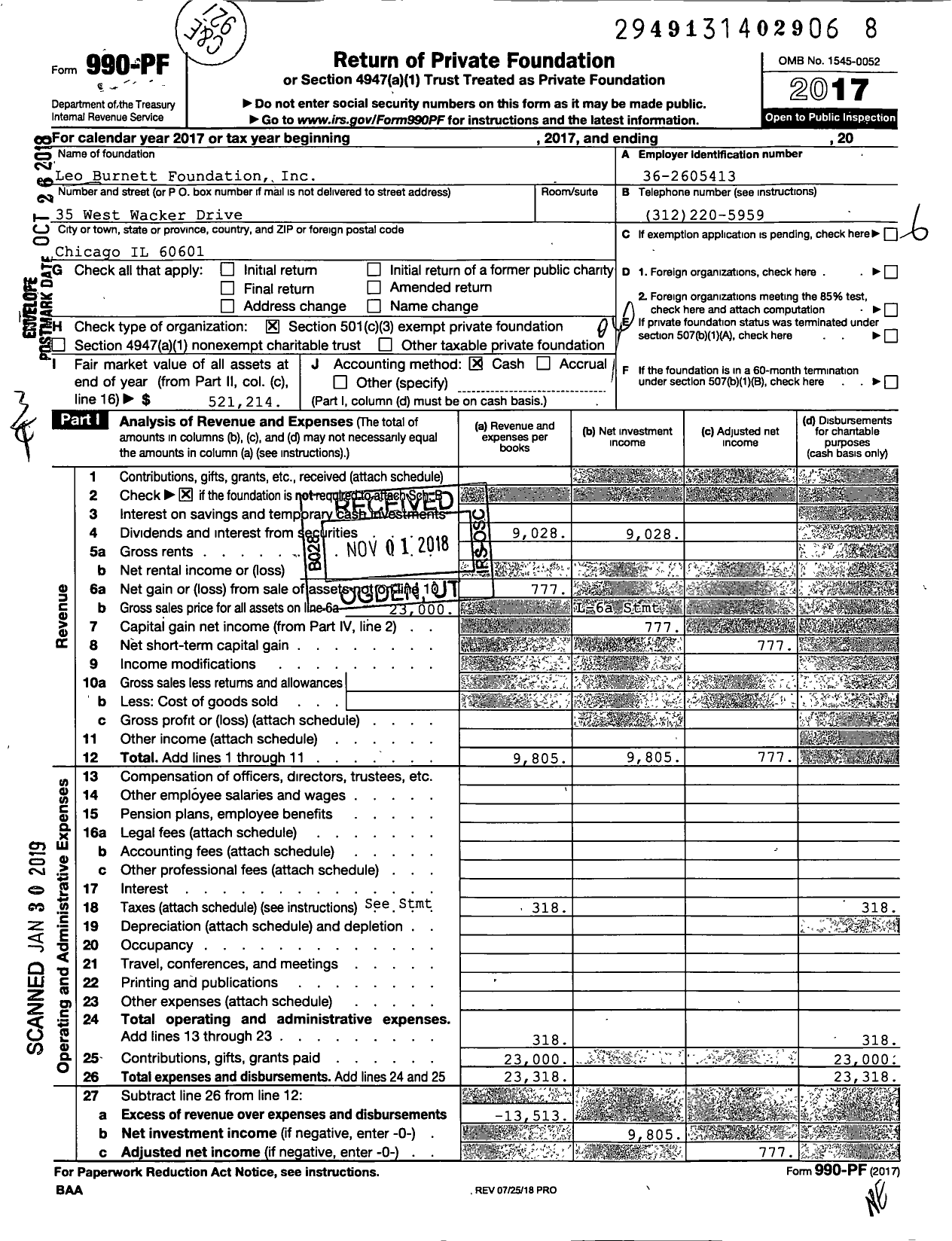 Image of first page of 2017 Form 990PF for La Fondation Publicis