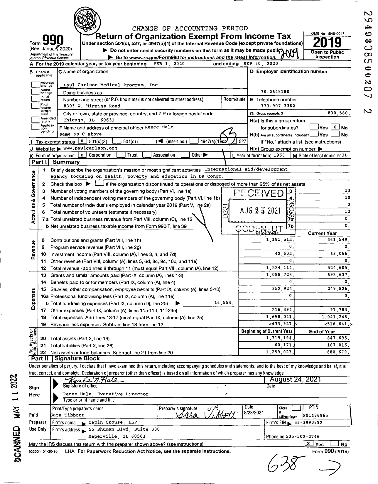 Image of first page of 2019 Form 990 for The Paul Carlson Partnership