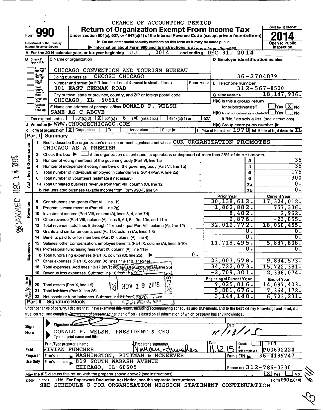 Image of first page of 2014 Form 990O for Choose Chicago (CCTB)