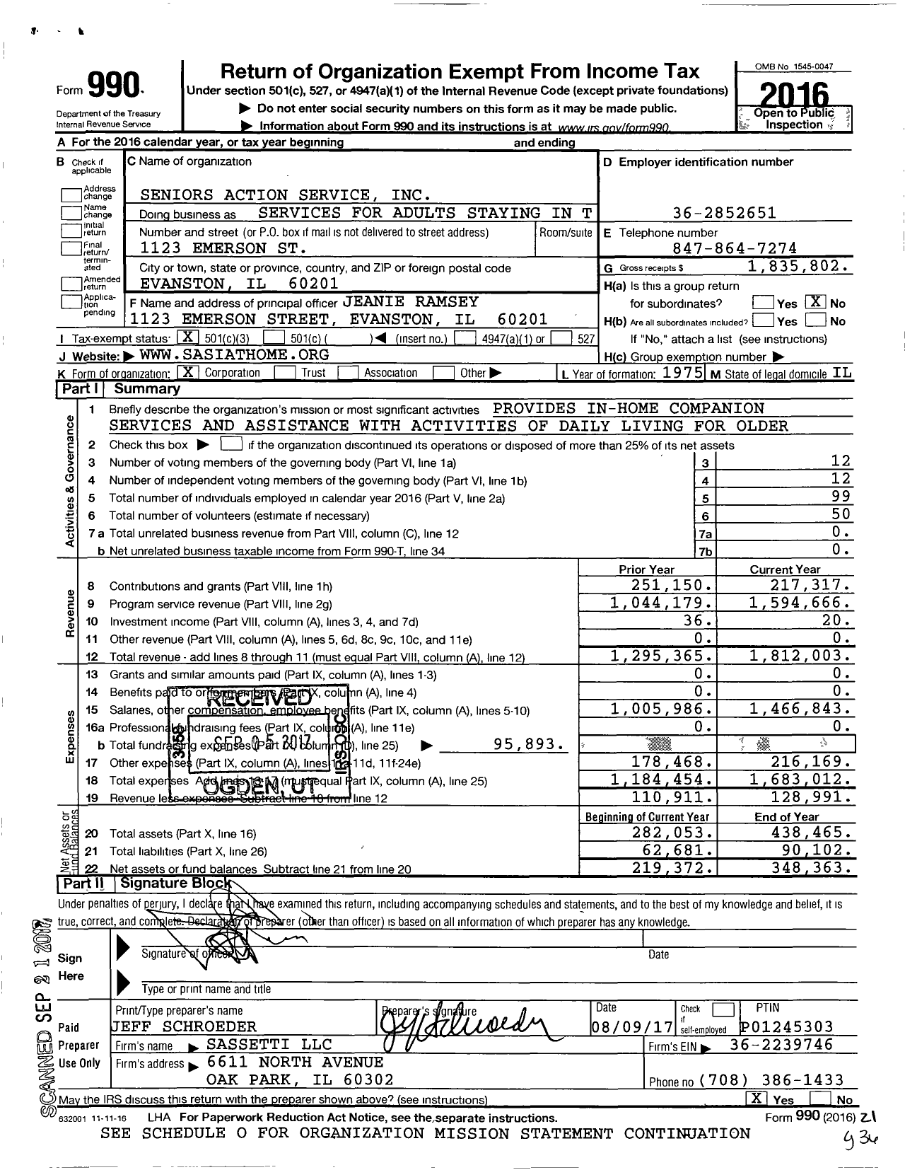 Image of first page of 2016 Form 990 for Argentium Care