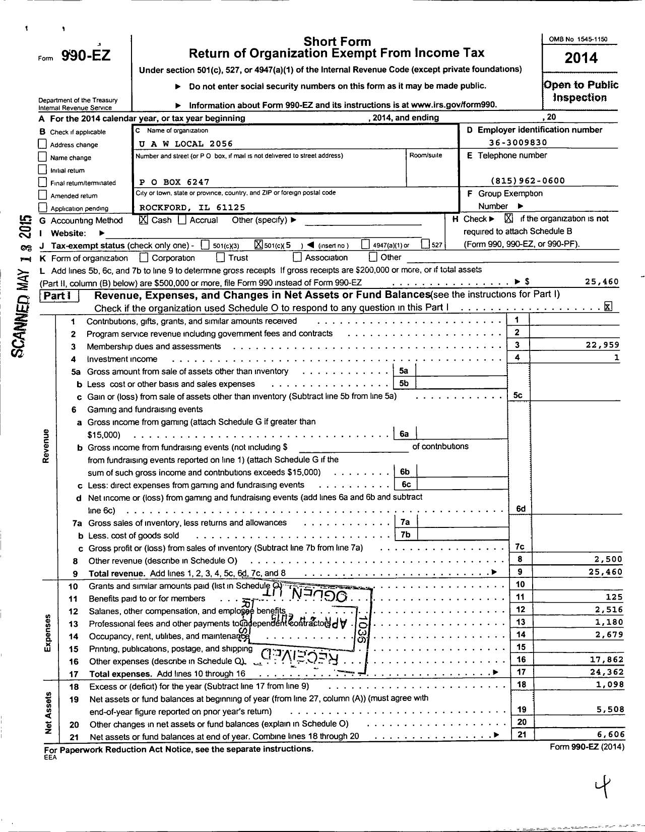 Image of first page of 2014 Form 990EO for Uaw - International Union United Auto Aerospace and Agricultural Workers