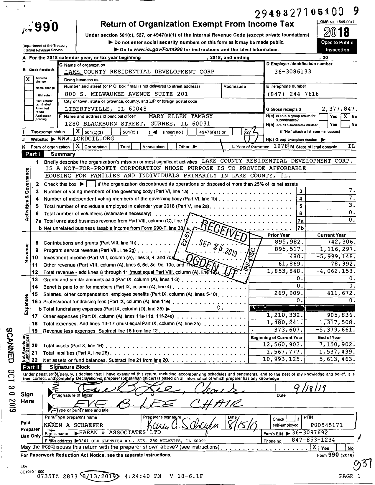 Image of first page of 2018 Form 990 for Community Partners for Affordable Housing